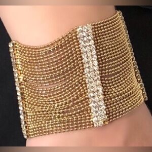 Gold ChainMail & Crystal Bracelet Marciano